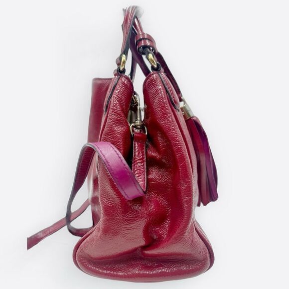 Auth Gucci SoHo Fuchsia Pink Patent Leather Small 2way Convertible Satchel - Picture 4 of 13